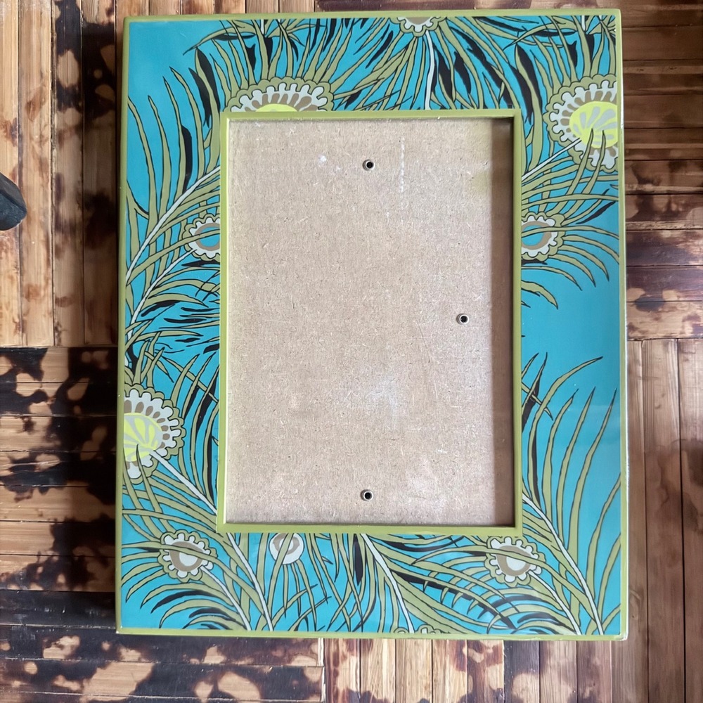 5x7 Photo Frame Teal Green Excellent Peacock Feather Boho